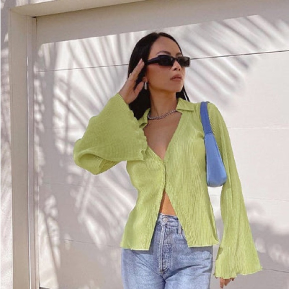 pleated flared blouse
